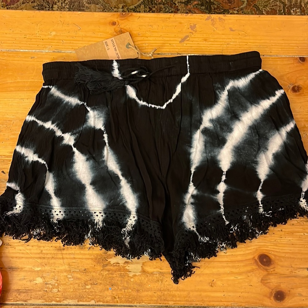 Blue tie dye shorts